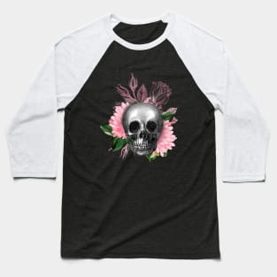 Skull and Pink Roses skull art design 3 Baseball T-Shirt